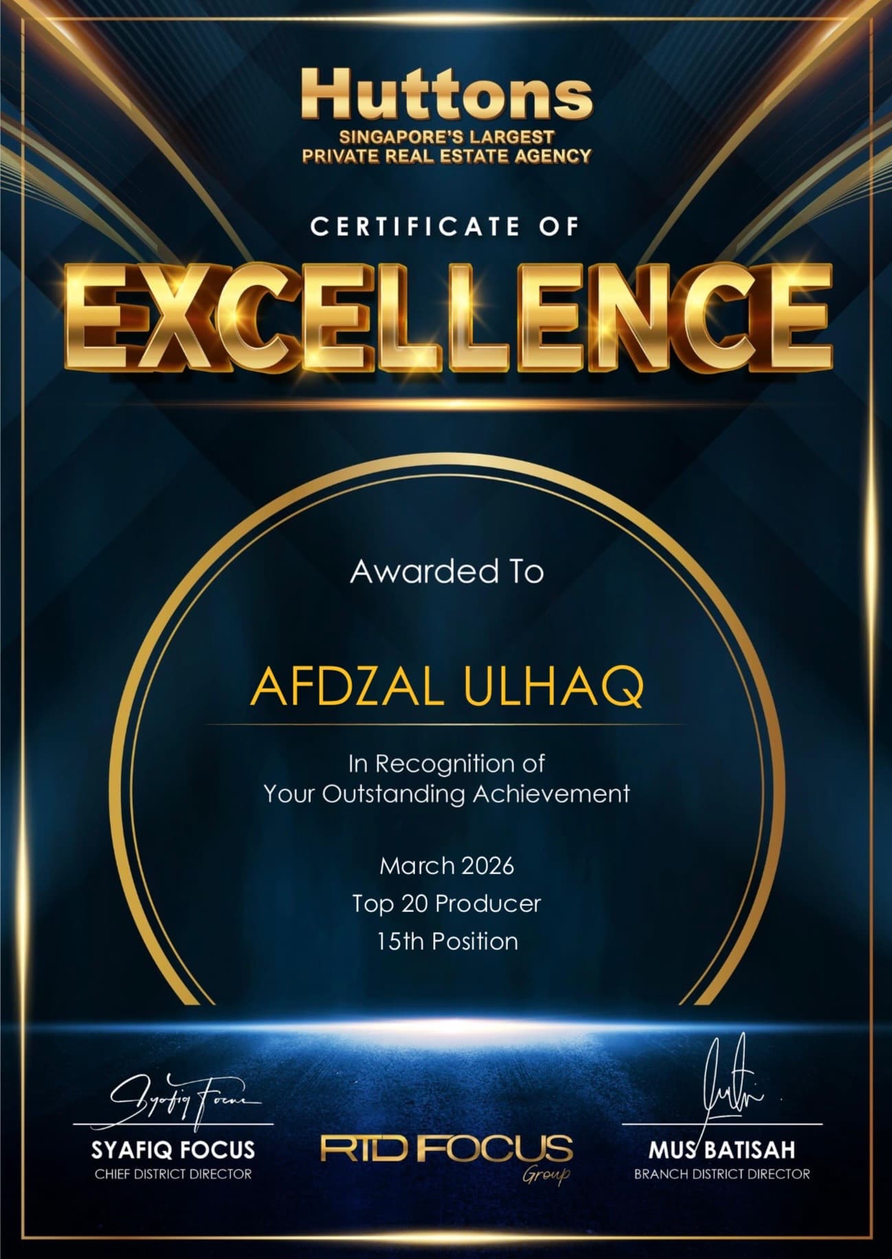 Award certificate 1 of 7